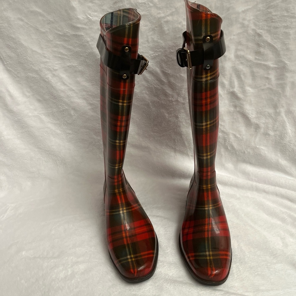 Ralph Lauren Rossalyn II plaid rain boots size 7.